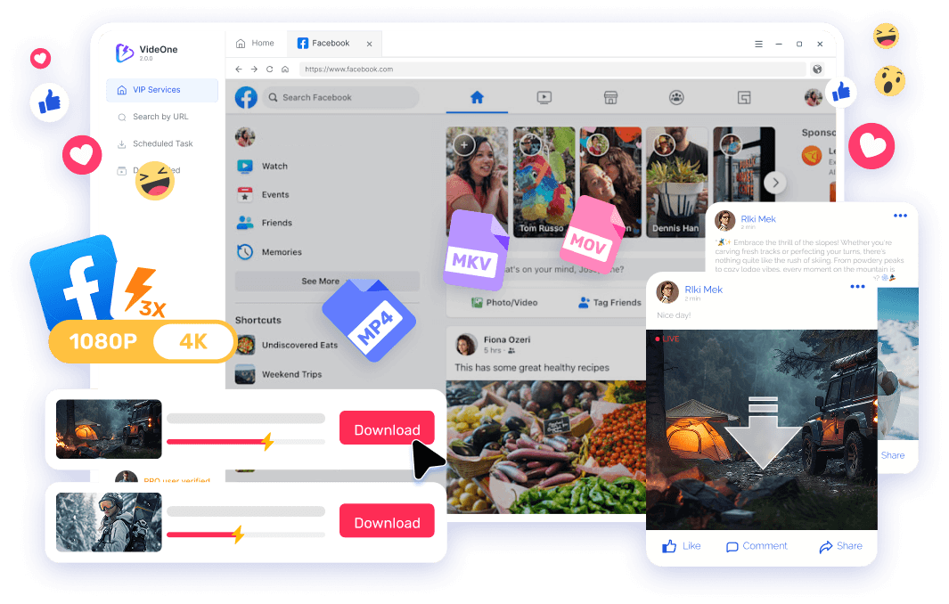 TuneFab VideOne Facebook Downloader Hero Image