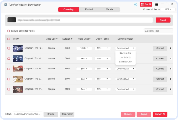 Customize Output Settings Before Download