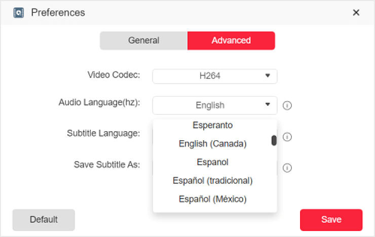 Preset Audio Language in Advanced 