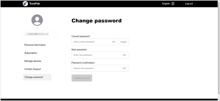 Change TuneFab Password