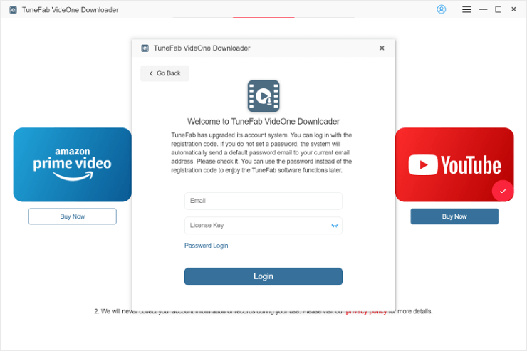 Activate TuneFab VideOne Downloader with Purchased License Key