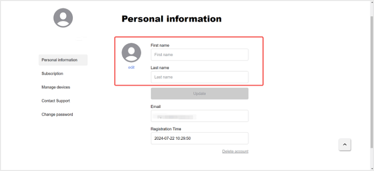 Change Personal Information