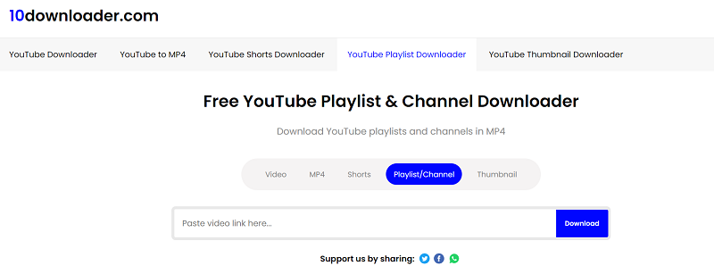 Download YouTube Channel via 10Downloader