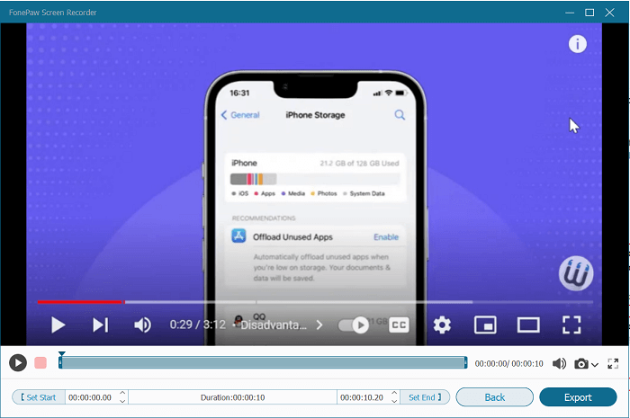 Trim Recorded YouTube Video with FonePaw