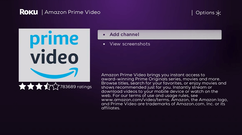 Add Prime Video to Roku Channel