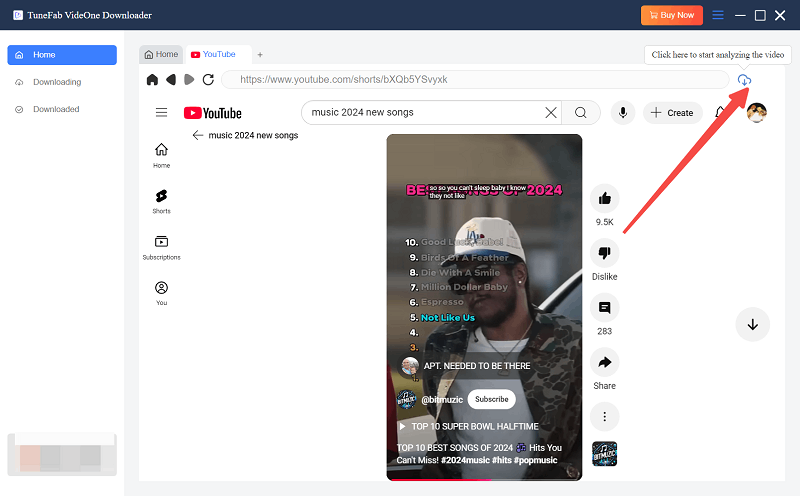 Find YouTube Shorts in TuneFab VideOne YouTube Downloader