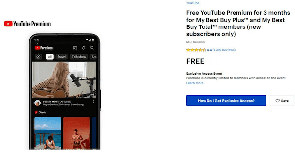 Get YouTube Premium for Free with Best Buy