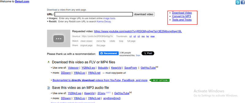 Choose Format and Auality in Deturl