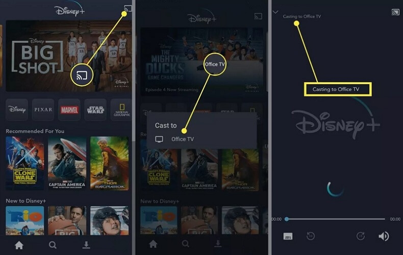 Watch Disney Plus on TV from Phone with Chromecast