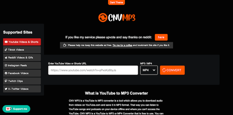 CNVMP3 YouTube to MP4 Converter Online