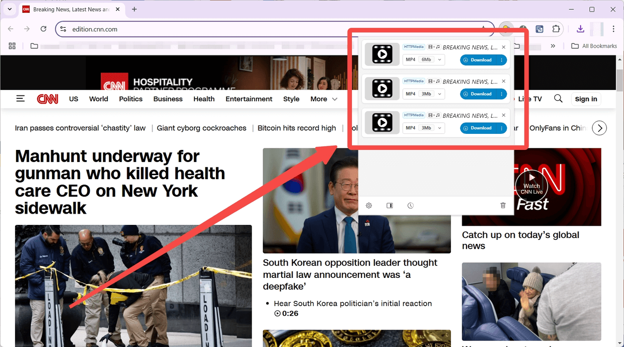 Detect CNN Video via Video DownloadHelper