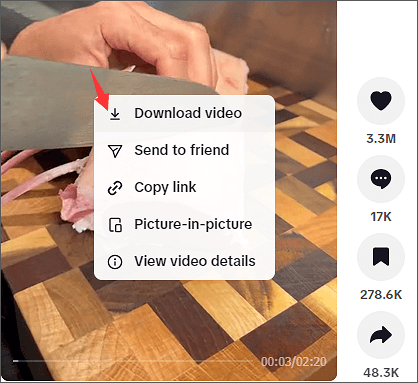 Download TikTok Video on PC with Right Click