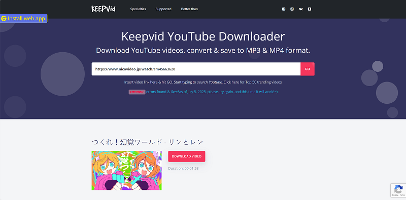 Download Niconico Video Online with KeepVid