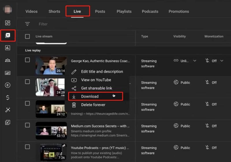 Download Your Own Live on YouTube