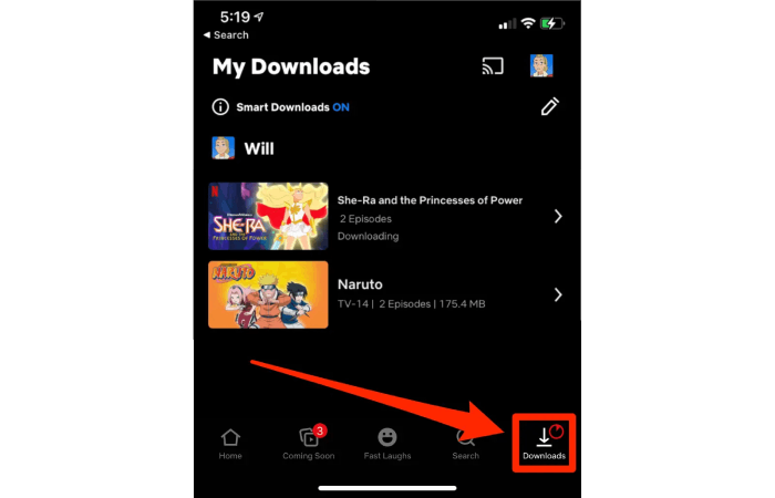 Find Netflix Downloads on iPhone