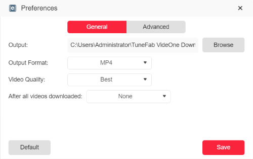 General Settings in VideOne