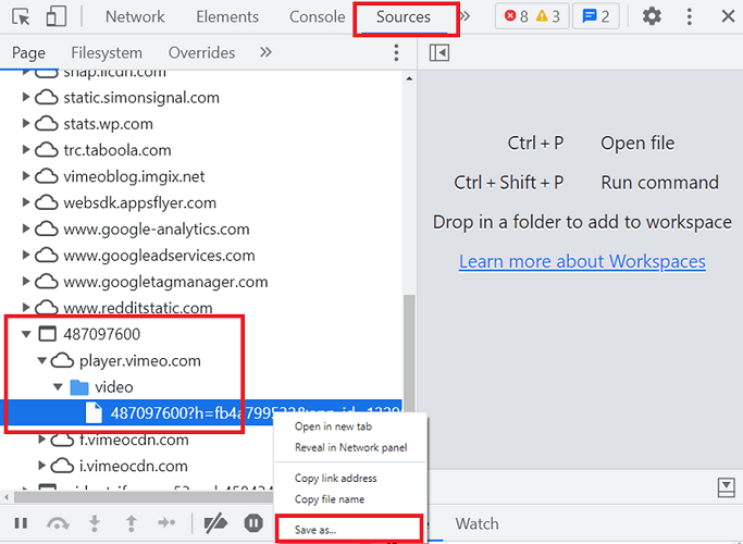 Get Private Vimeo Video Source via Inspector