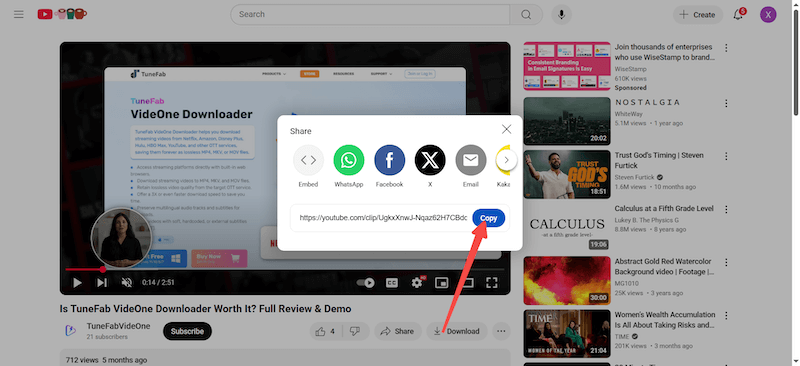 Get YouTube Video Clip Link