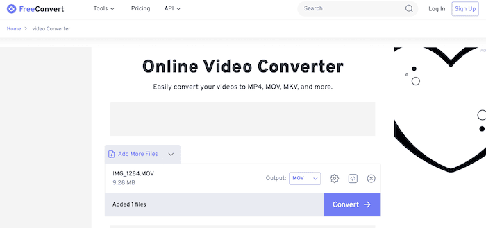 Convert MP4 to MOV with FreeConvert