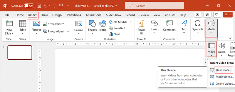 Insert a Video to PowerPoint from Local Files