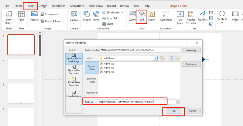 Insert YouTube Video as Hyperlink