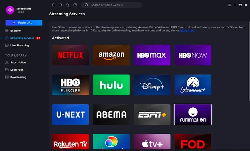 KeepStreams Interface