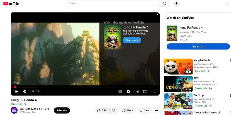 Kung Fu Panda 4 on YouTube