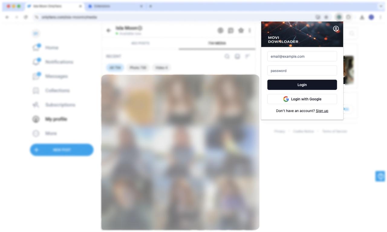 Log in to Movi Downloader Extension