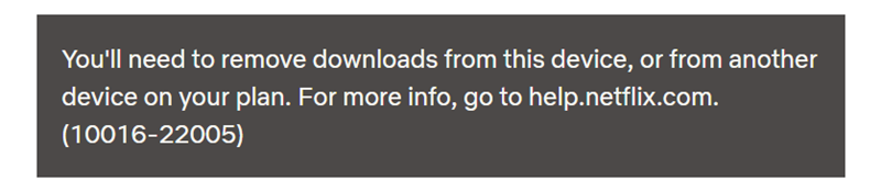 Netflix Error Code 10016 22005