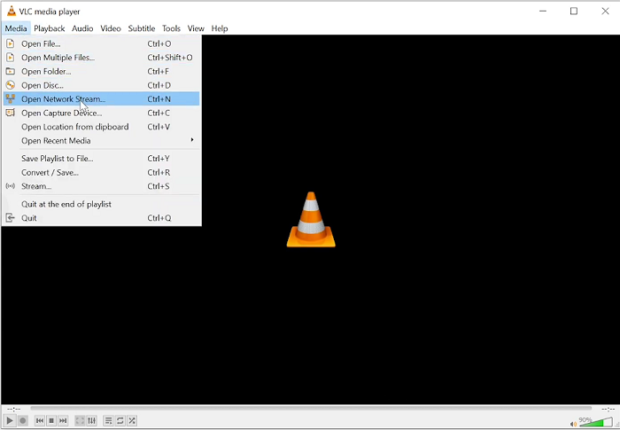 Open Network Stream on VLC