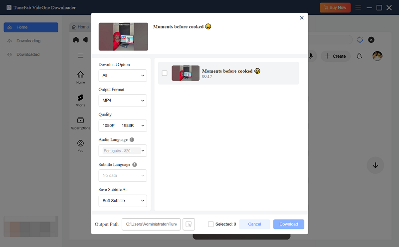 Select Format and Quality to Convert YouTube Shorts Video