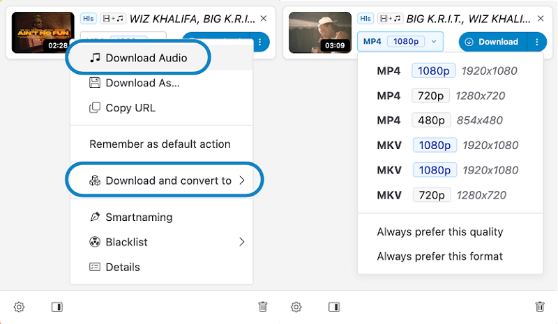 Save YouTube to MKV with Video DownloadHelper