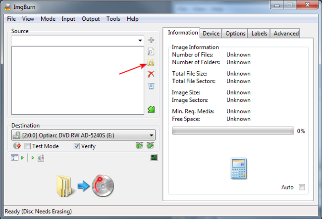 Select File Folder for ImgBurn
