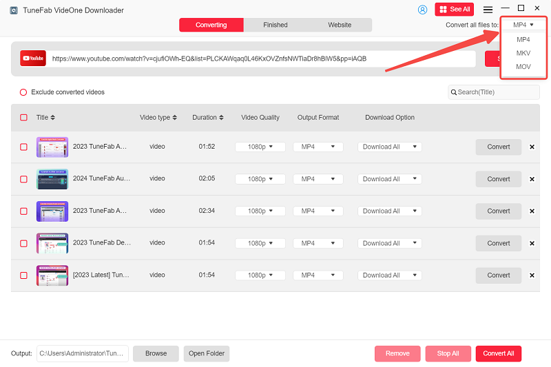 Choose YouTube Video Output Format