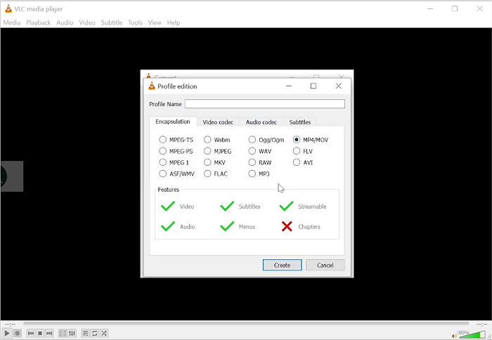 Select Record Settings on VLC