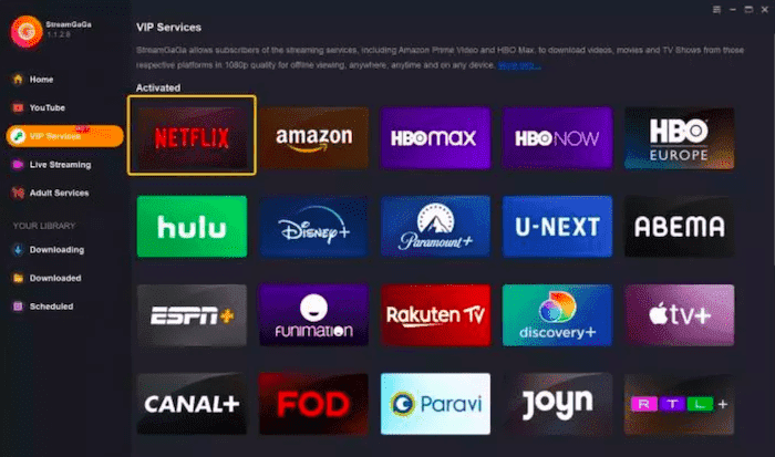 Select Streaming Platforms in StreamGaGa