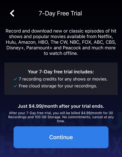 Start PlayOn Cloud Free Trial