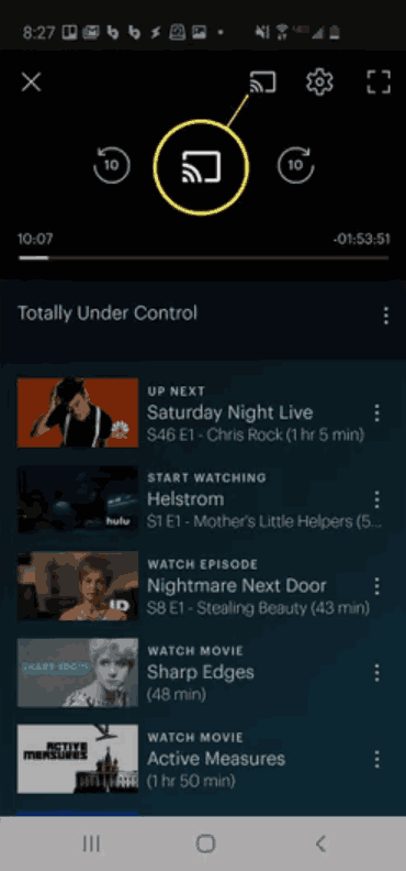 Tap Cast Button Hulu Android Phone