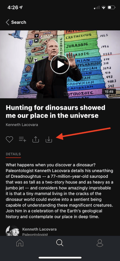 Download Videos on Official TED App