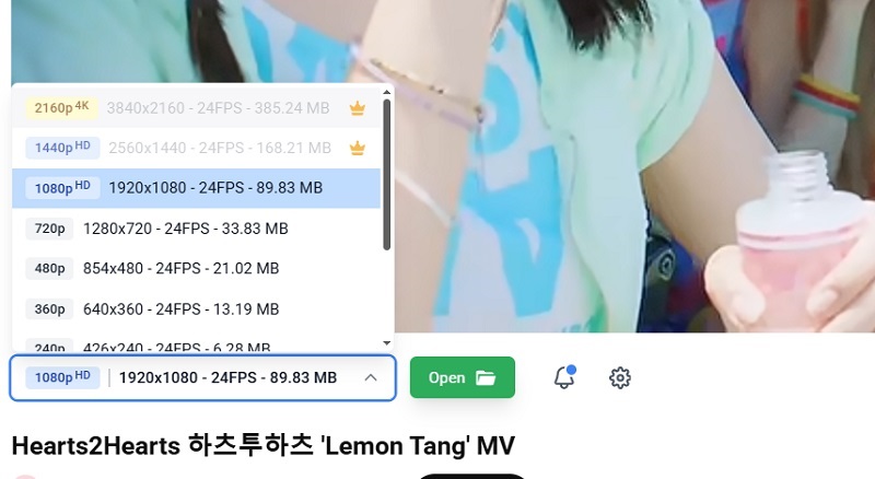 Select Audio Quality on Tubly Extension