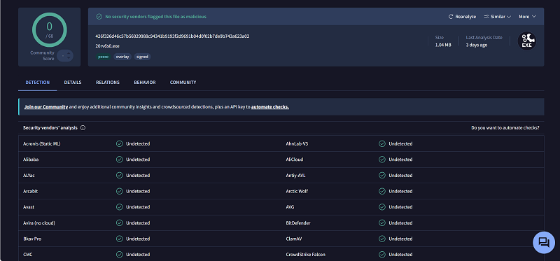 TuneFab VideOne Installer VirusTotal Test