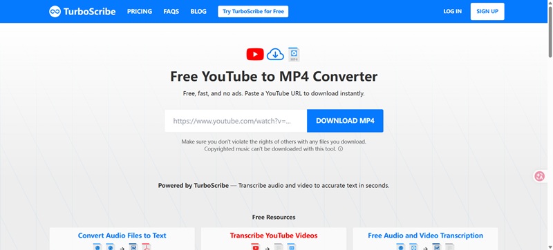 TurboScribe YouTube Converter