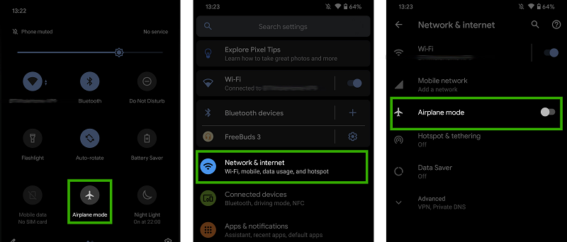 Turn on Airplane Mode on Android