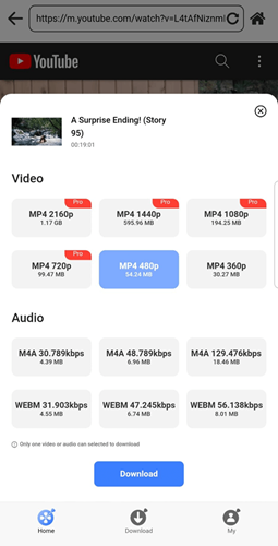 VideoHunter for Android Output Setting