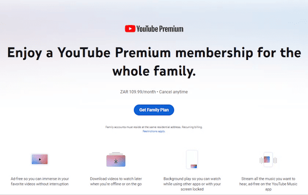 Get YouTube Premium Family Plan